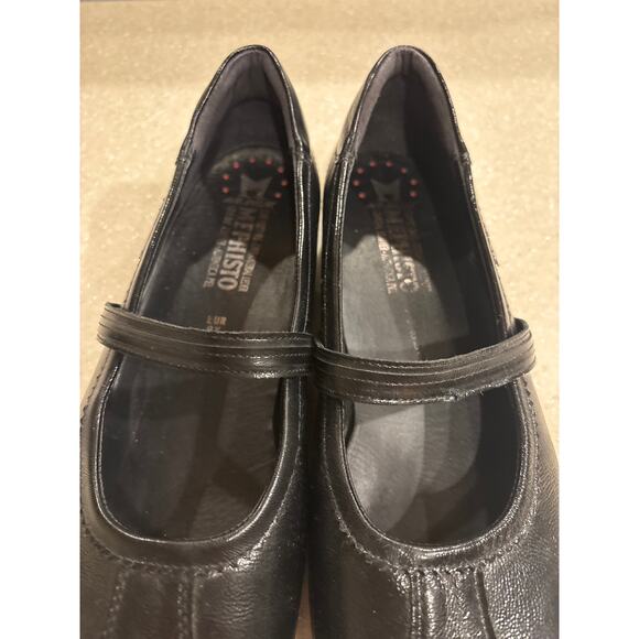 Mephisto Basilia Flat Shoes Women's Size 11 Black Leather Vernis Fripe Slip On - Picture 6 of 8